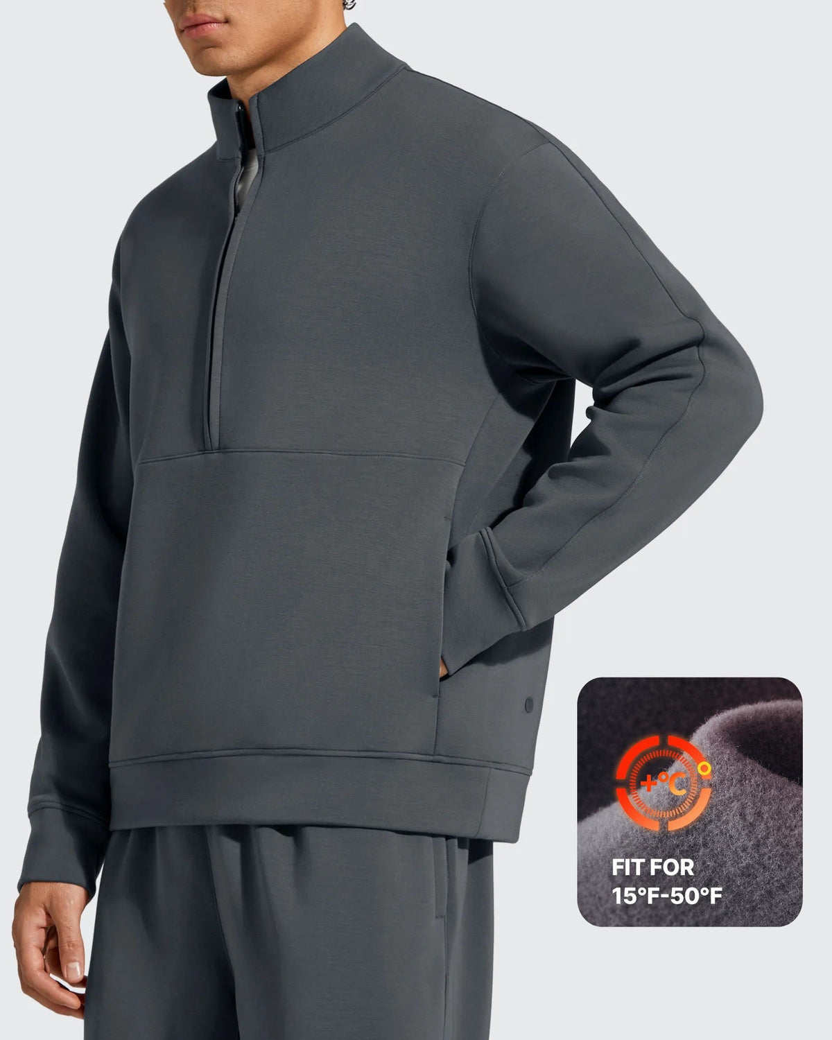 Smoofit Men's Fleece Half Zip Pockets Mock Neck Sweatshirts