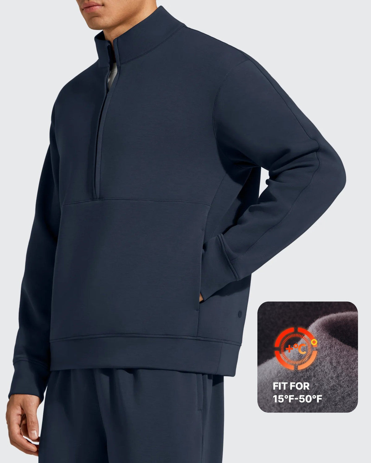 Smoofit Men's Fleece Half Zip Pockets Mock Neck Sweatshirts