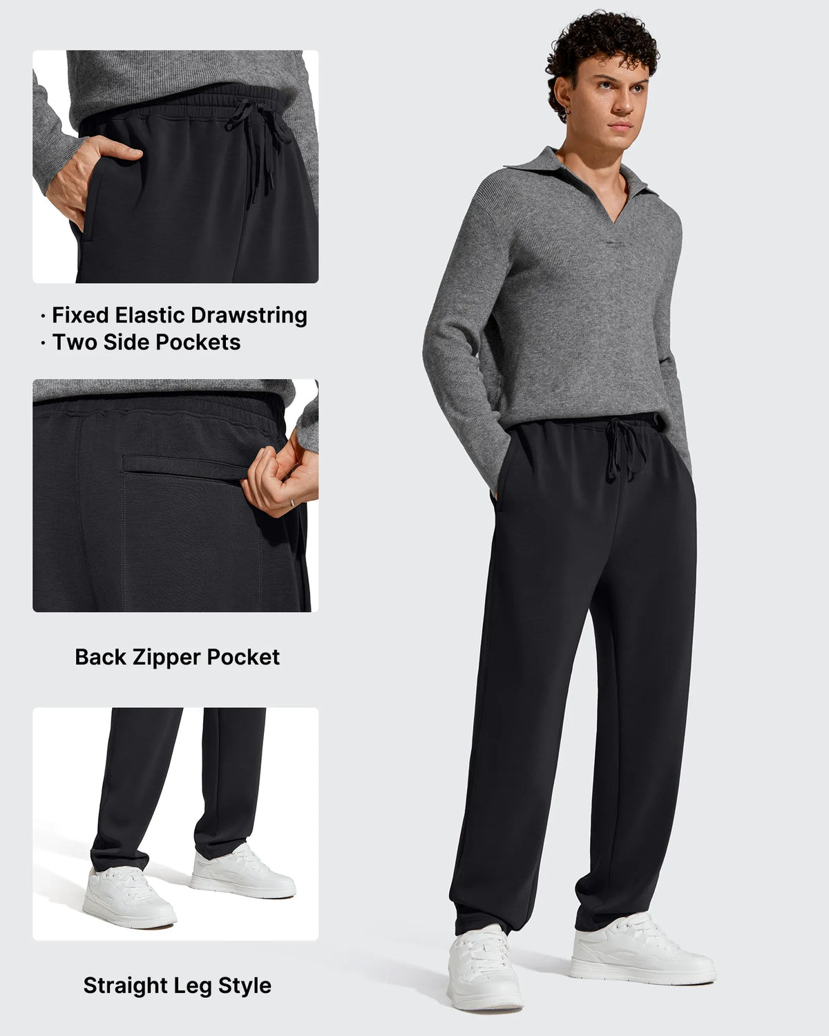 Smoofit Men's Fleece-Lined Drawstring Thermal Sweatpants
