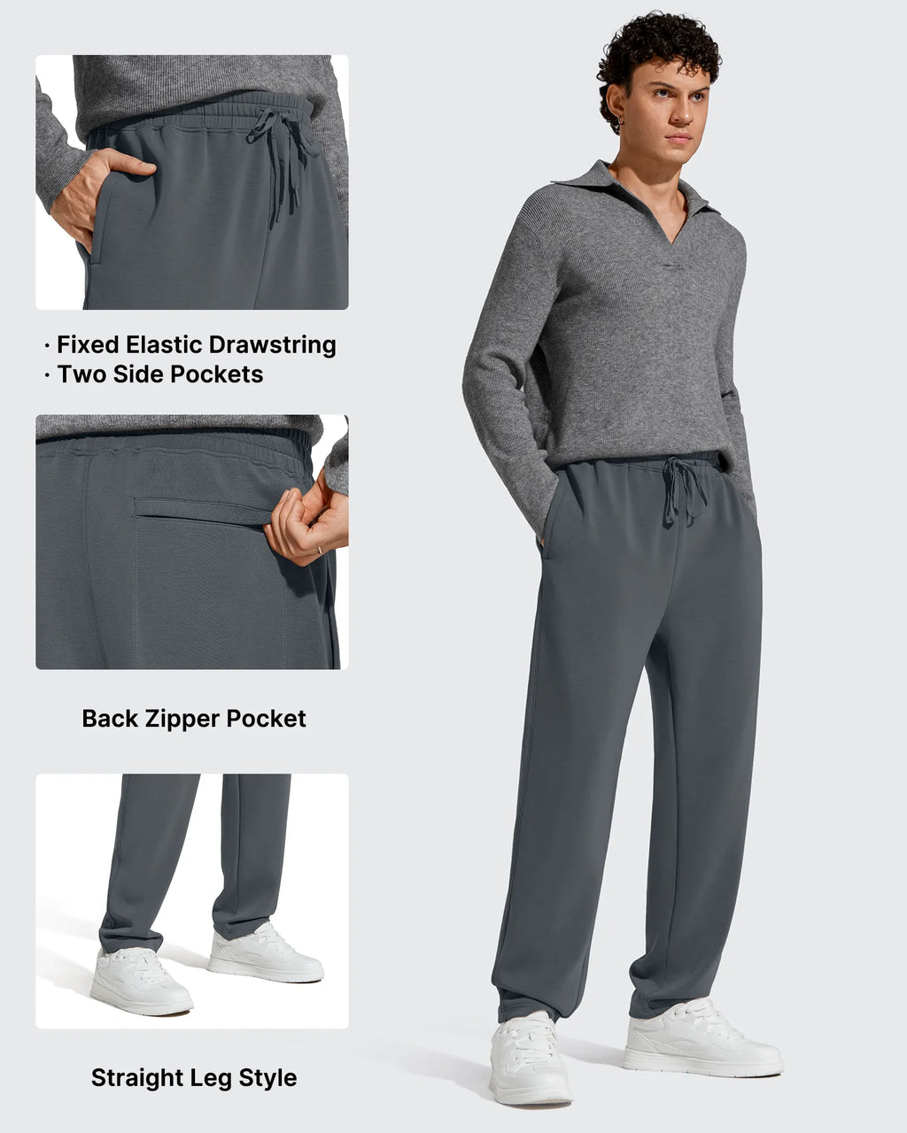 Smoofit Men's Fleece-Lined Drawstring Thermal Sweatpants