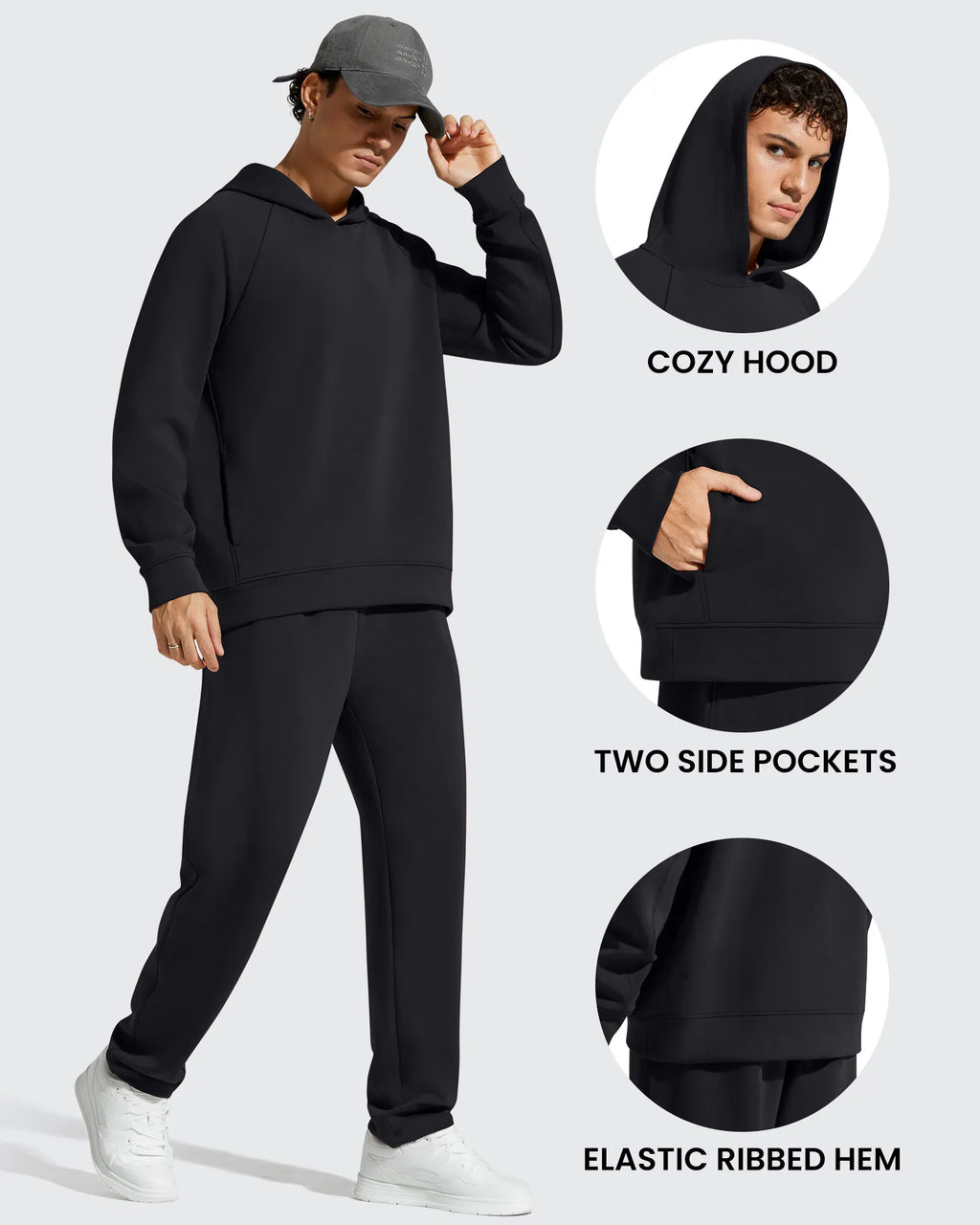 Smoofit Men's Fleece-Lined Pockets Hoodies Pullover Sweatshirts