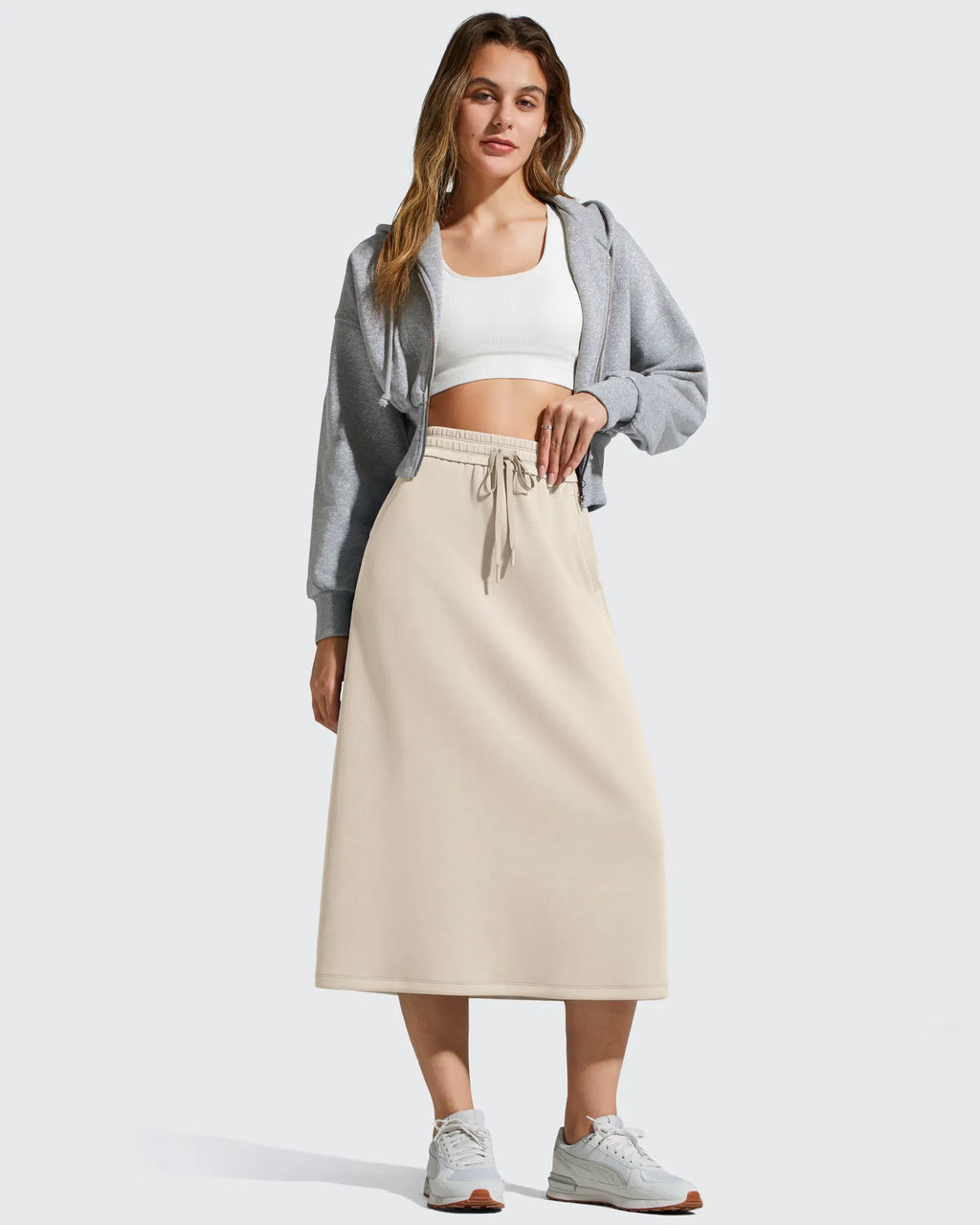 Smoofit Midi Drawstring A-line Maxi Long Skirt