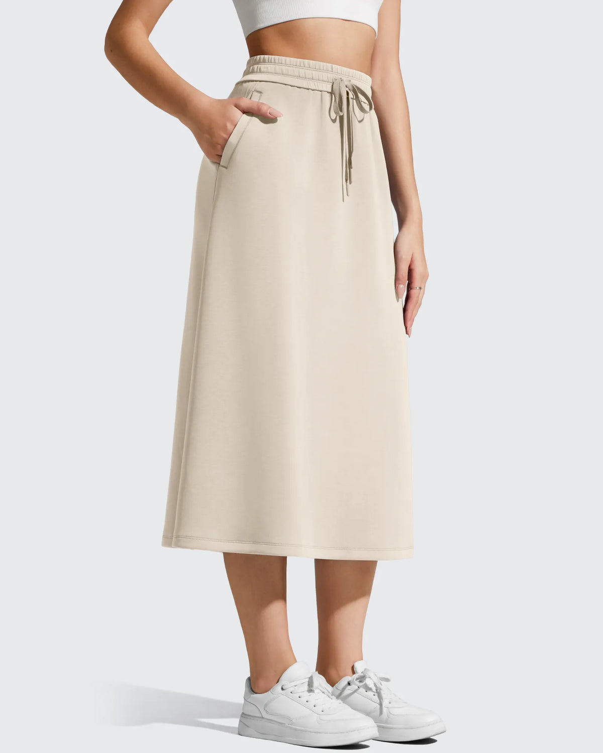 Smoofit Midi Drawstring A-line Maxi Long Skirt