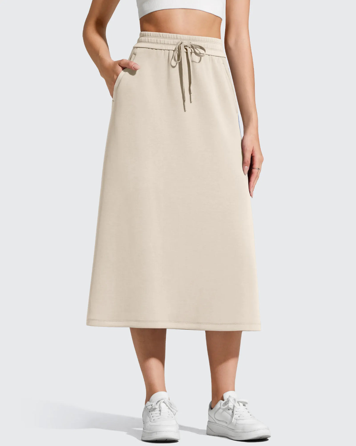 Smoofit Midi Drawstring A-line Maxi Long Skirt