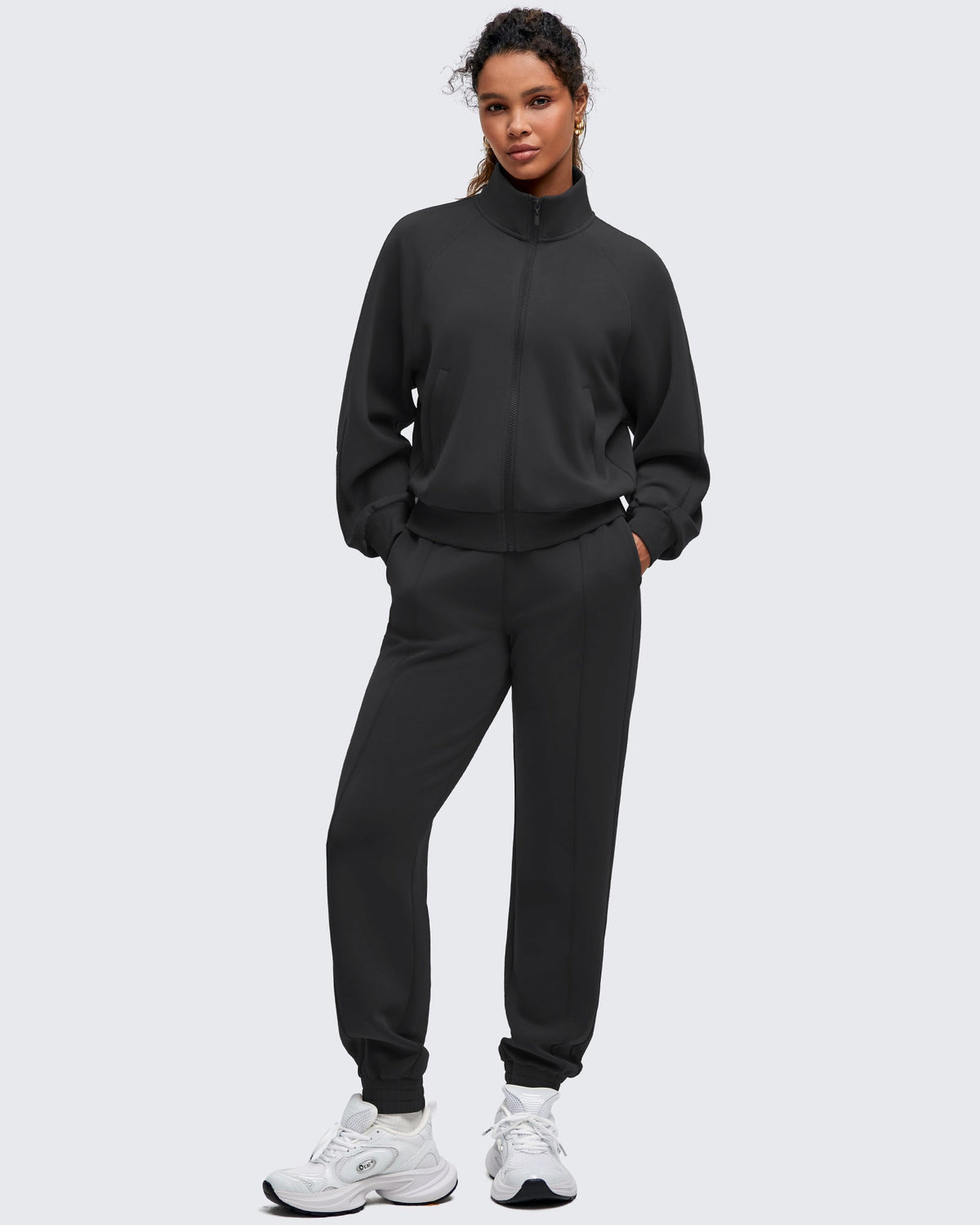 Smoofit Mock Neck Zip Up Pockets Jackets