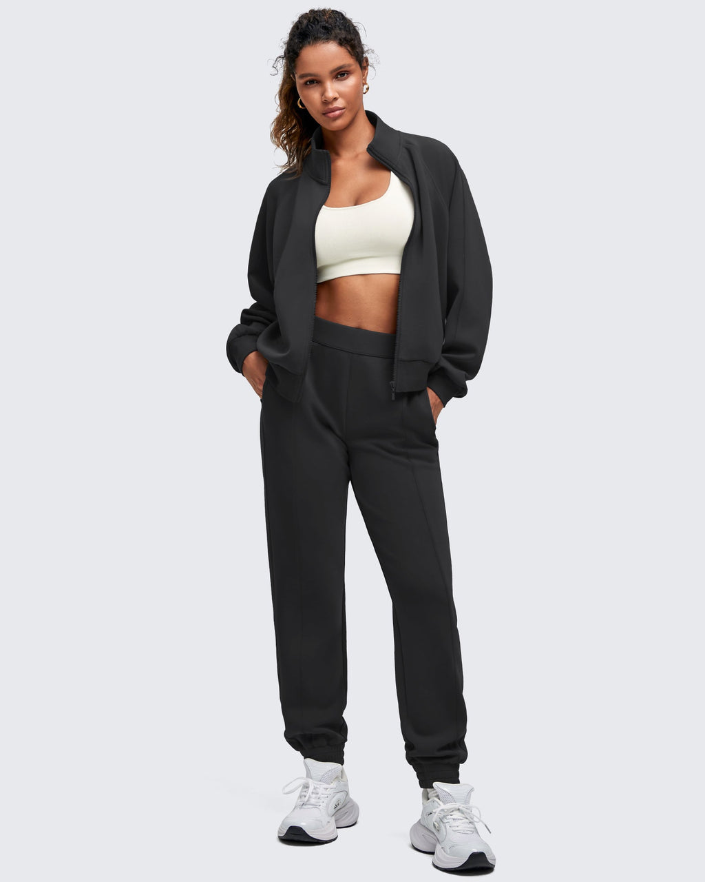Smoofit Mock Neck Zip Up Pockets Jackets