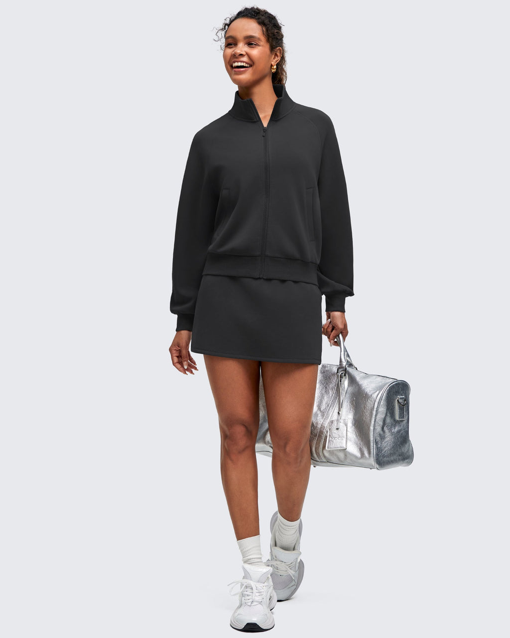 Smoofit Mock Neck Zip Up Pockets Jackets