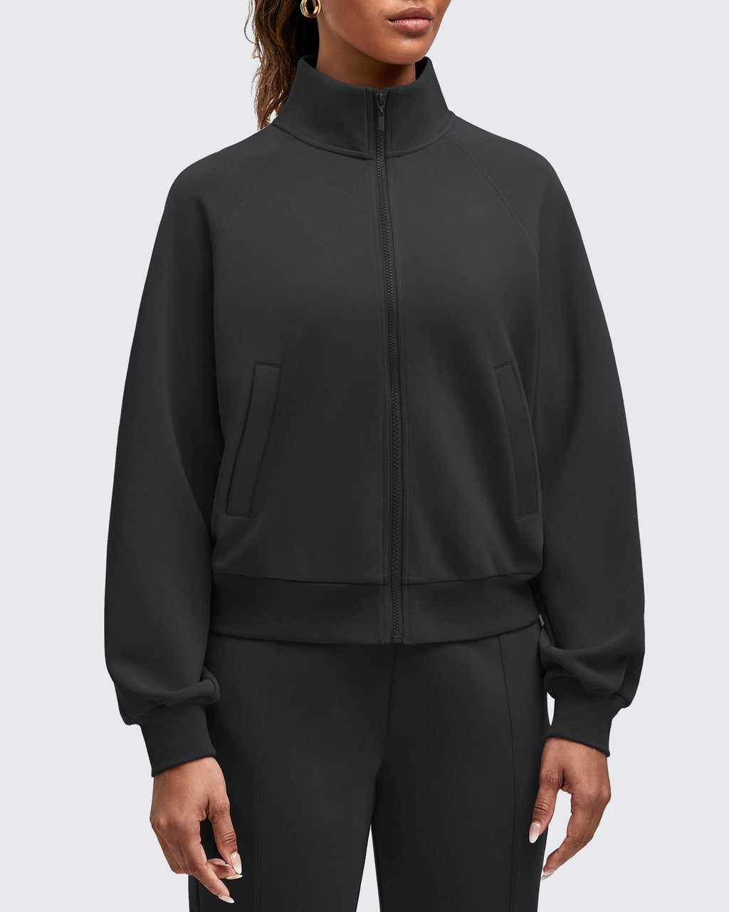Smoofit Mock Neck Zip Up Pockets Jackets