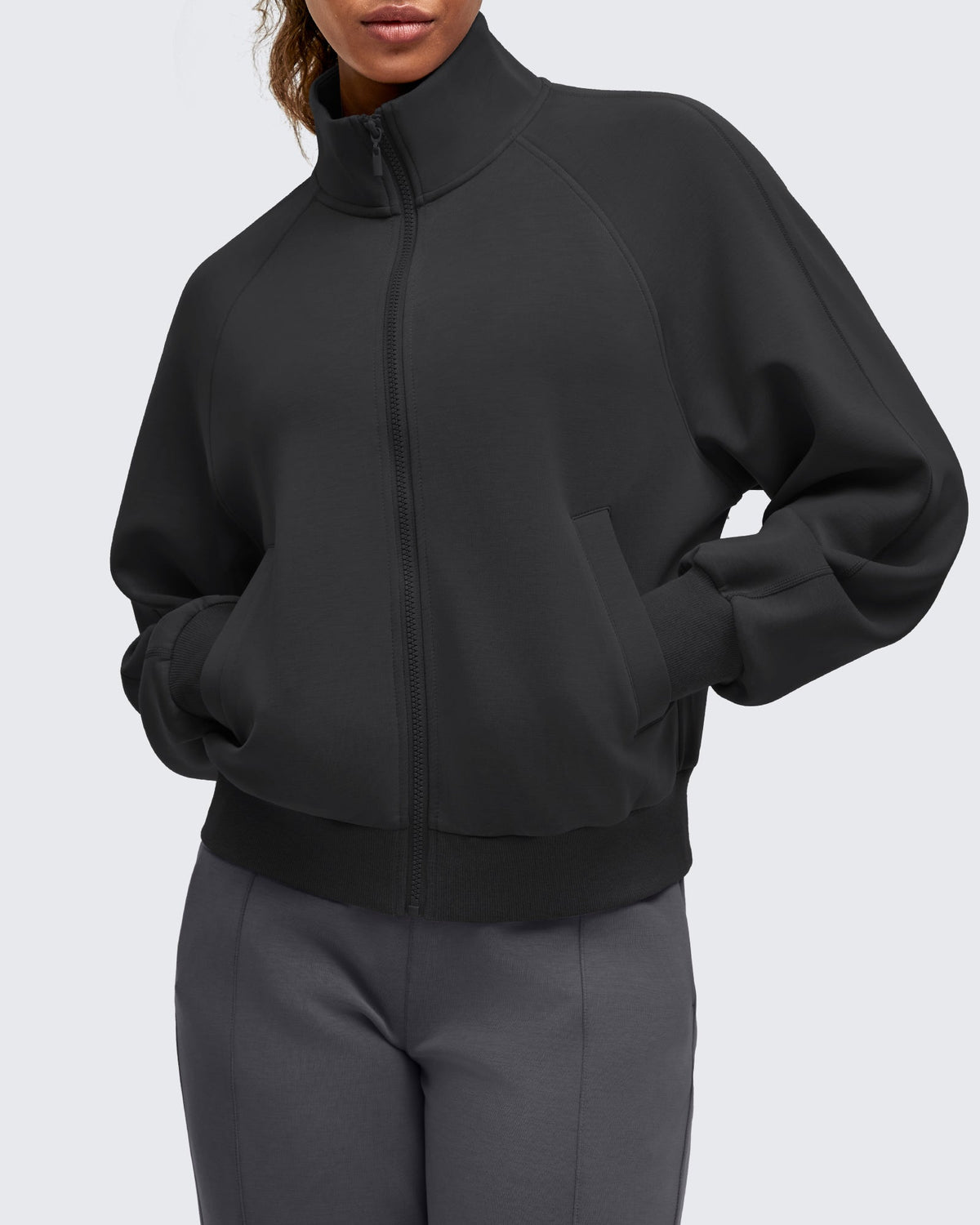 Smoofit Mock Neck Zip Up Pockets Jackets