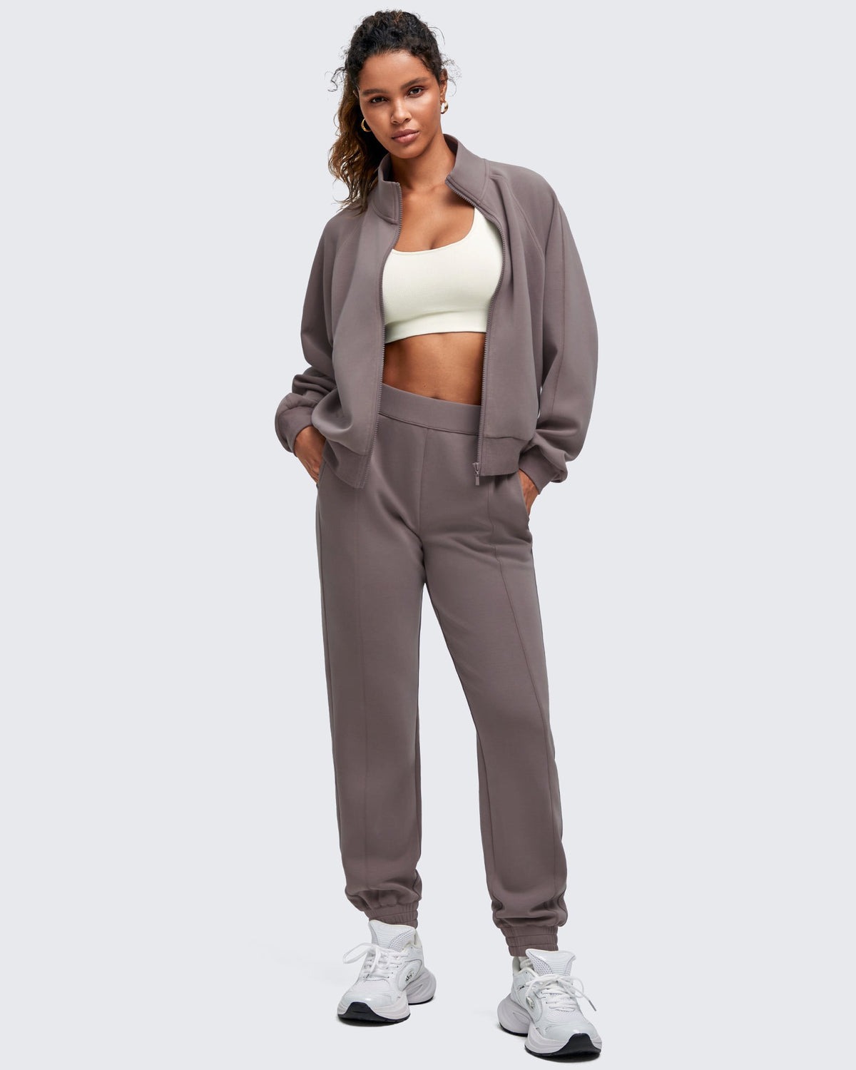 Smoofit Mock Neck Zip Up Pockets Jackets