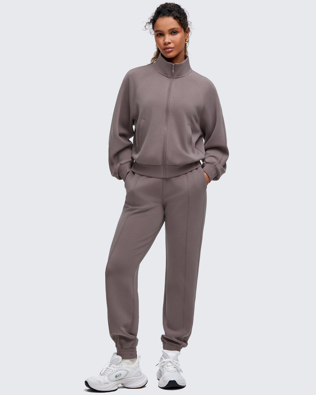 Smoofit Mock Neck Zip Up Pockets Jackets