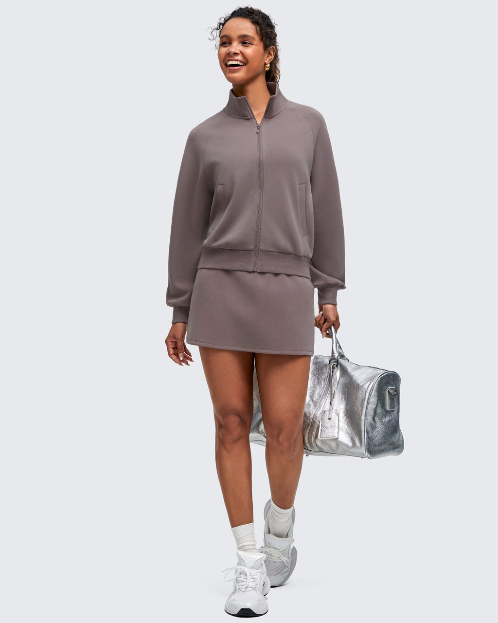 Smoofit Mock Neck Zip Up Pockets Jackets