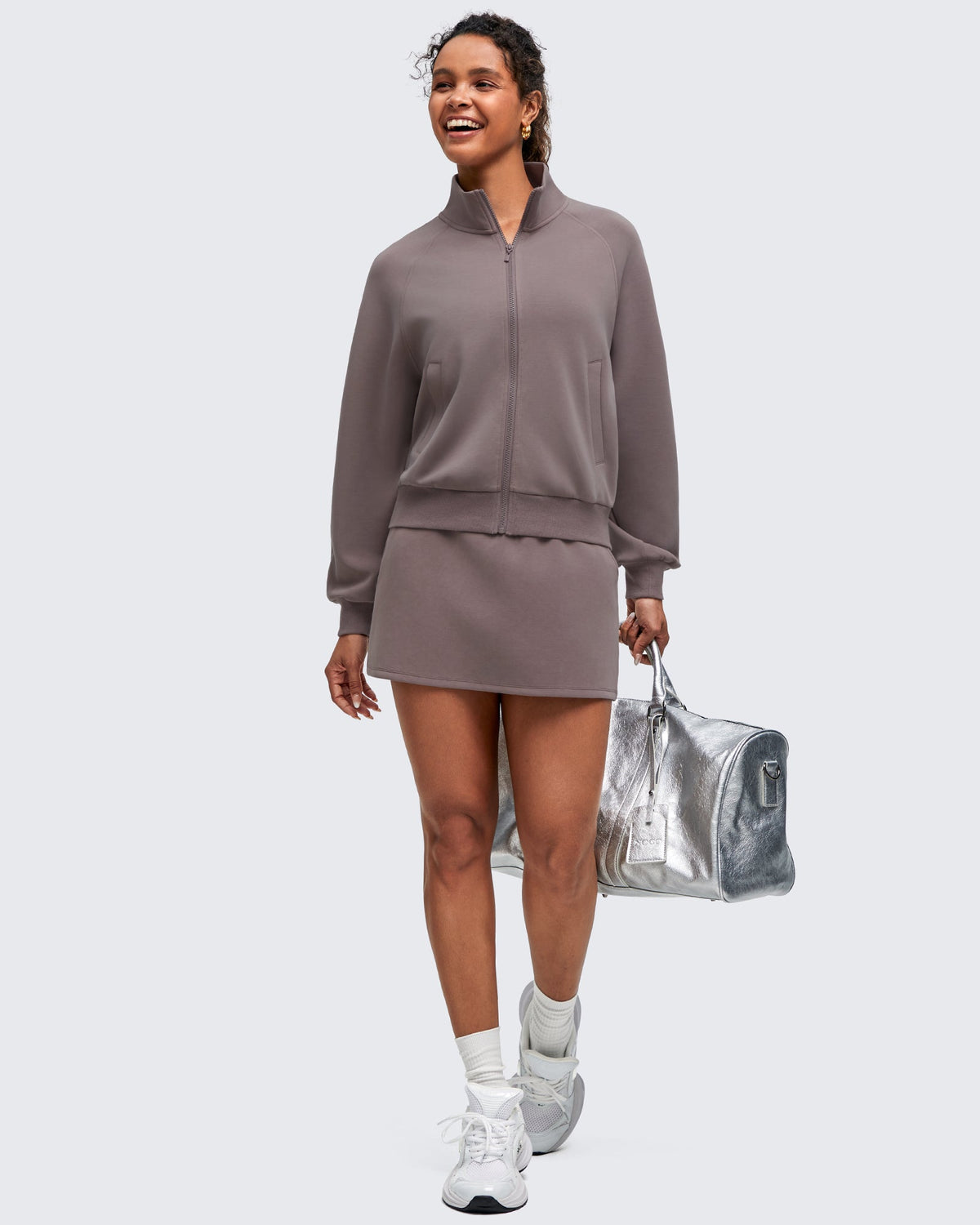 Smoofit Mock Neck Zip Up Pockets Jackets