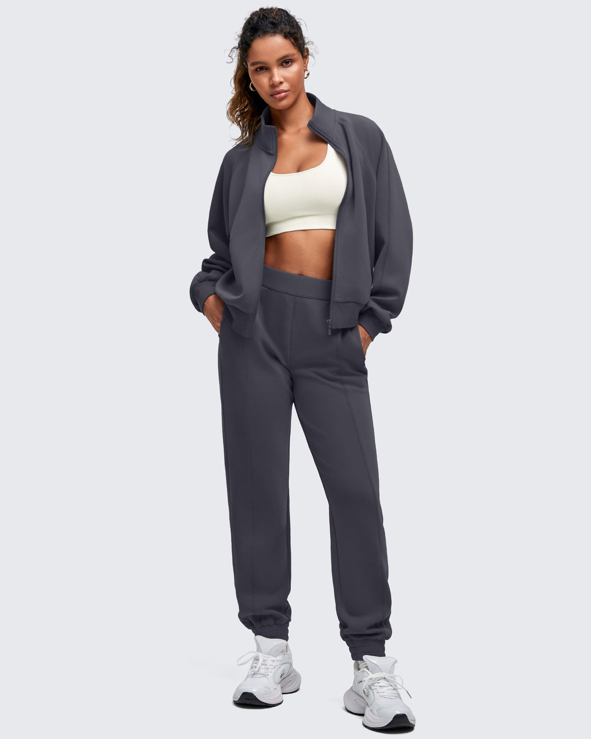 Smoofit Mock Neck Zip Up Pockets Jackets