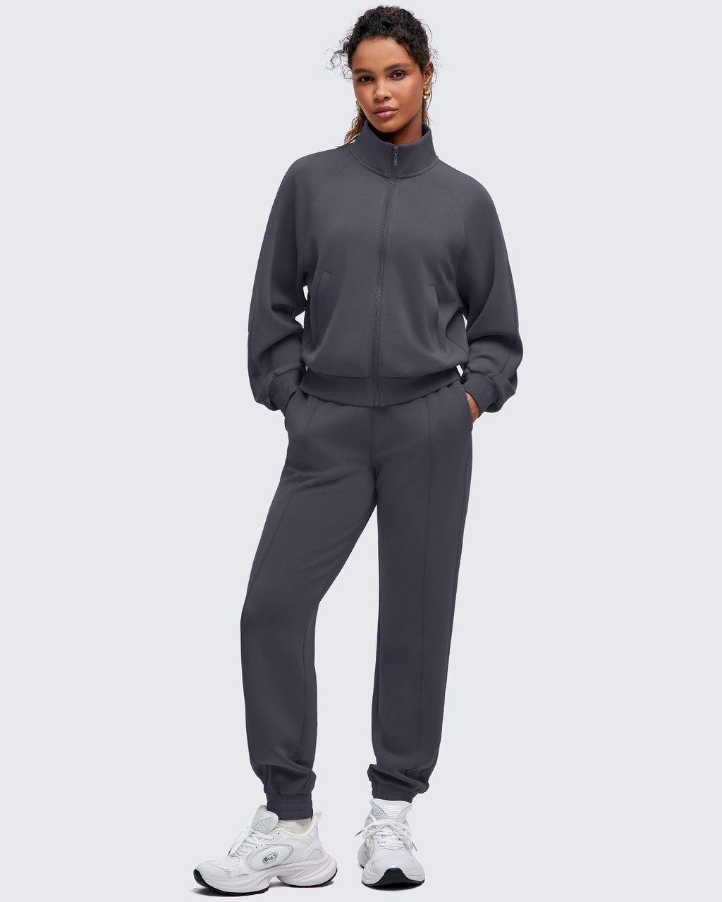 Smoofit Mock Neck Zip Up Pockets Jackets