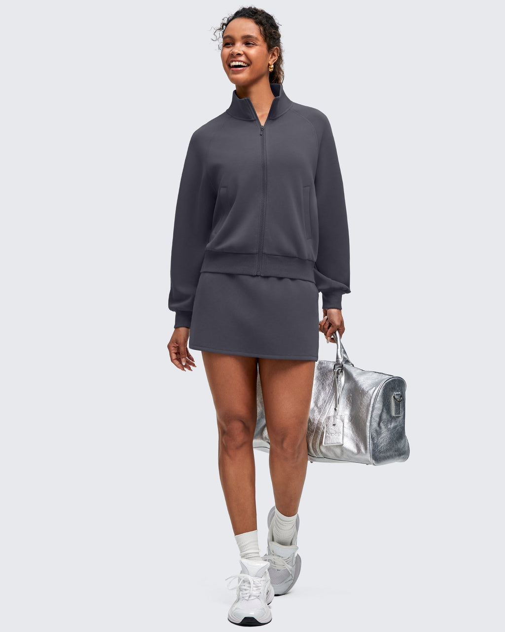 Smoofit Mock Neck Zip Up Pockets Jackets
