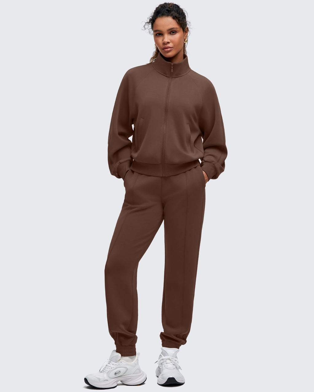 Smoofit Mock Neck Zip Up Pockets Jackets