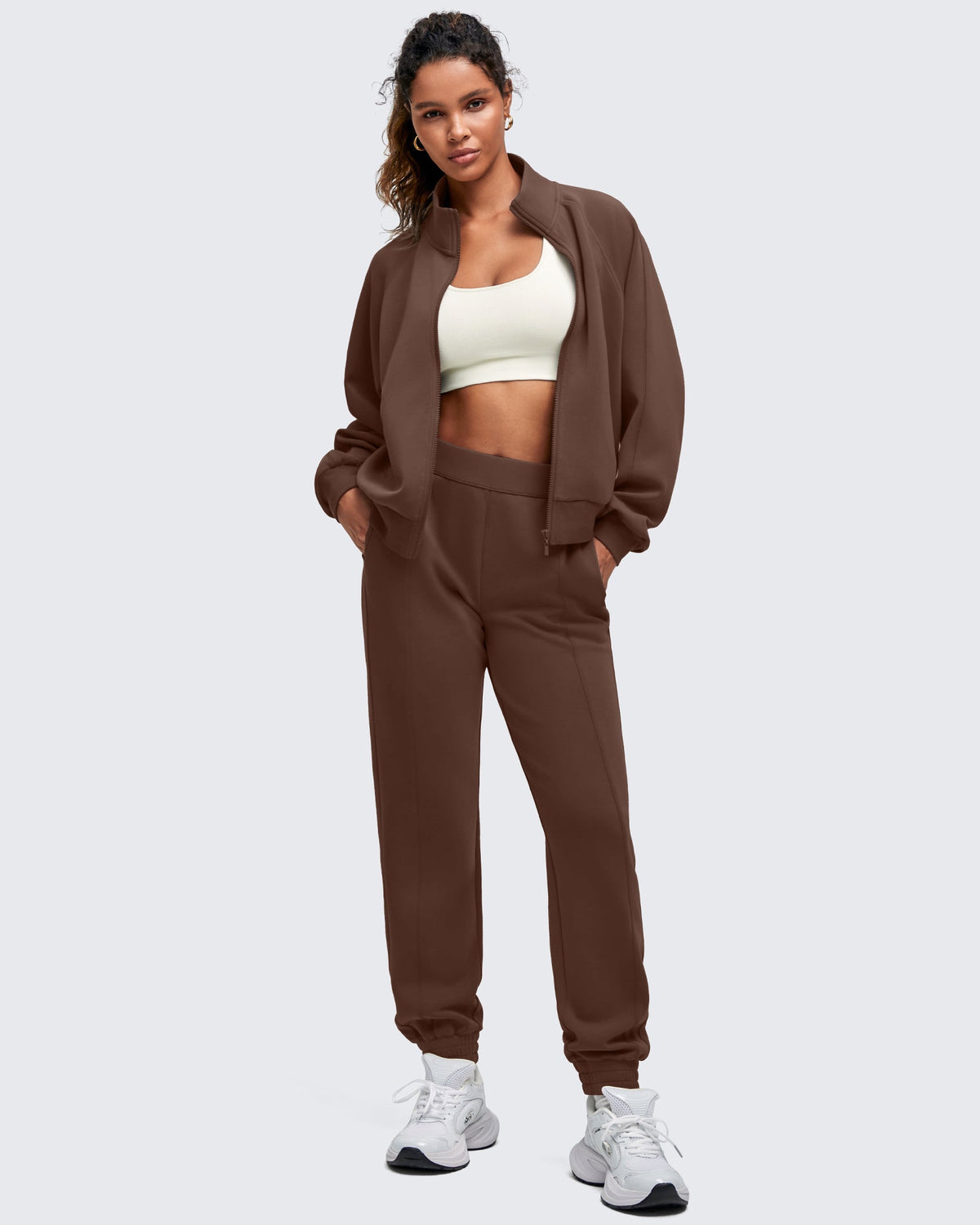 Smoofit Mock Neck Zip Up Pockets Jackets