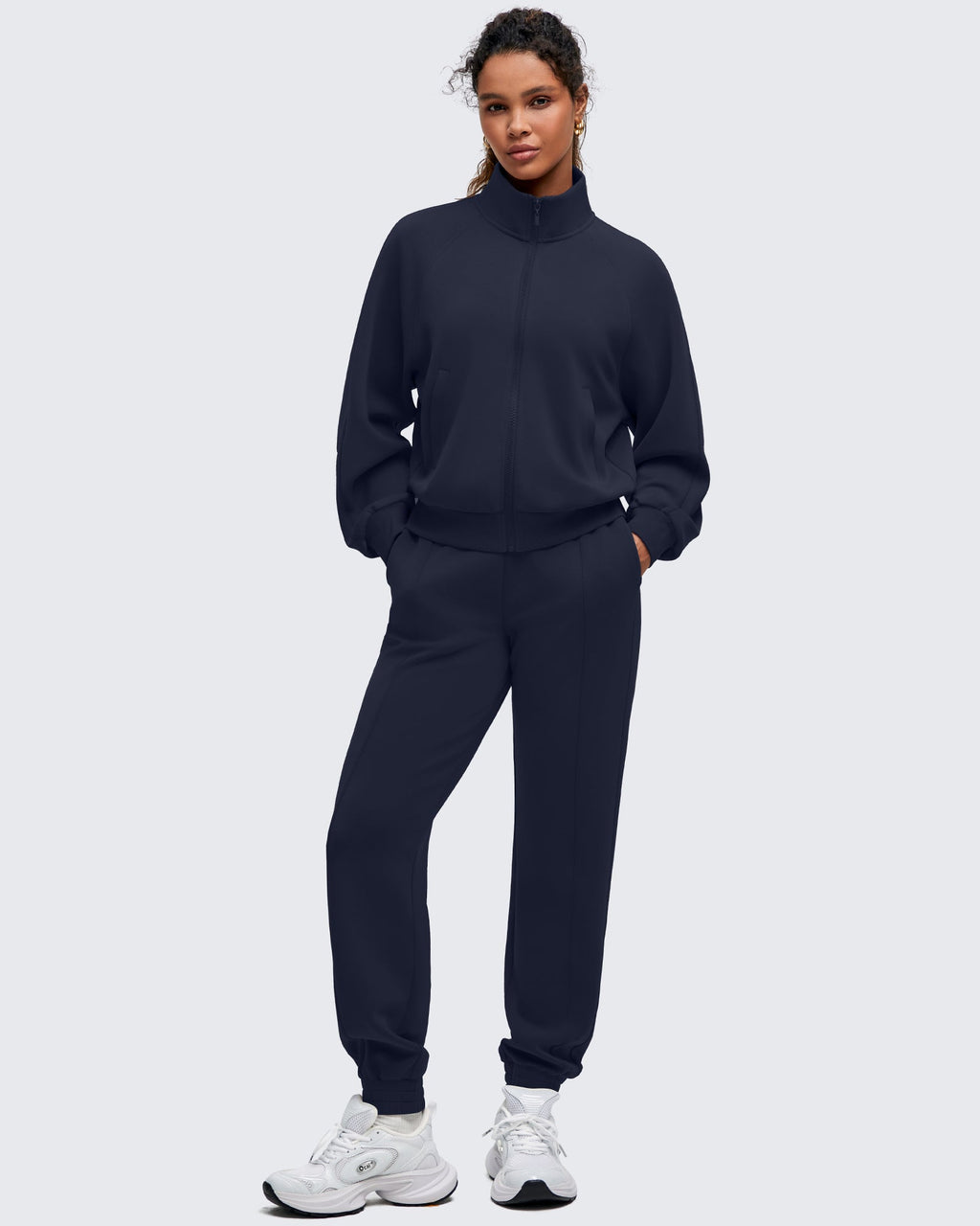 Smoofit Mock Neck Zip Up Pockets Jackets