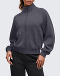 Smoofit Mock Neck Zip Up Pockets Jackets
