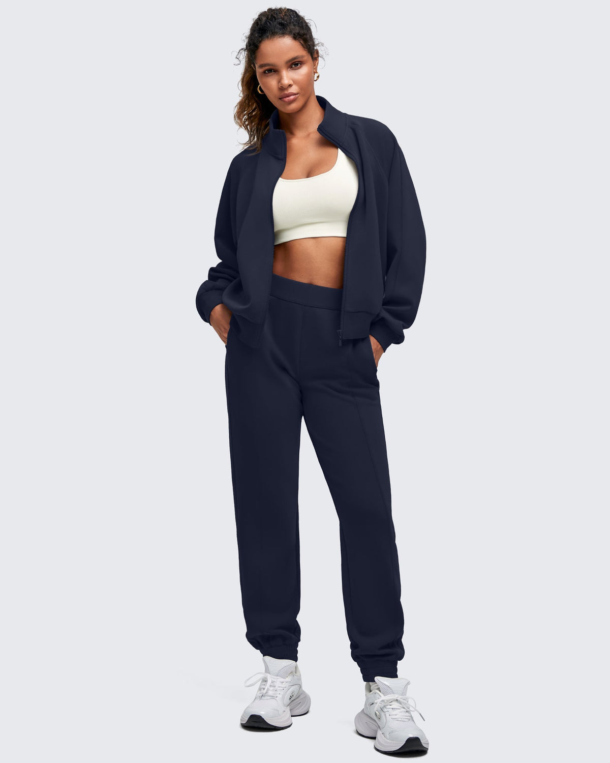 Smoofit Mock Neck Zip Up Pockets Jackets