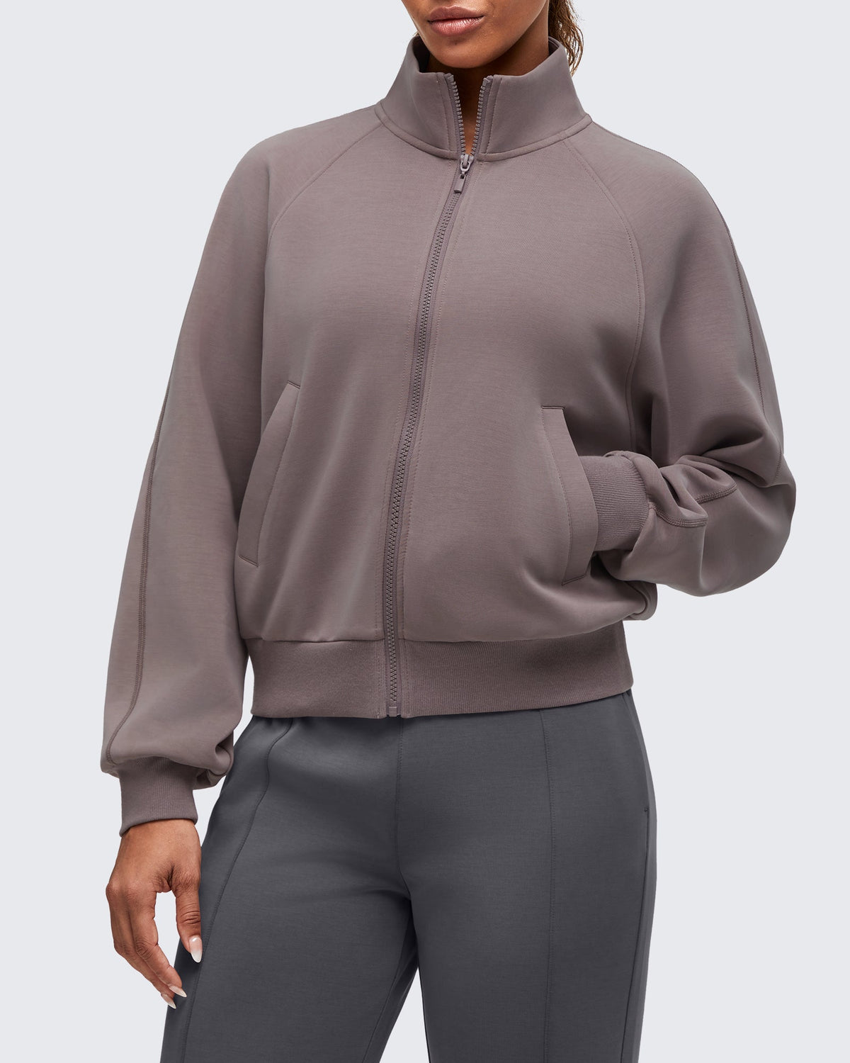 Smoofit Mock Neck Zip Up Pockets Jackets
