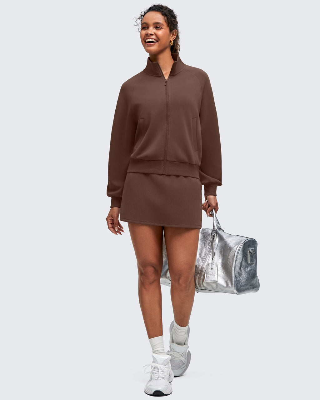 Smoofit Mock Neck Zip Up Pockets Jackets