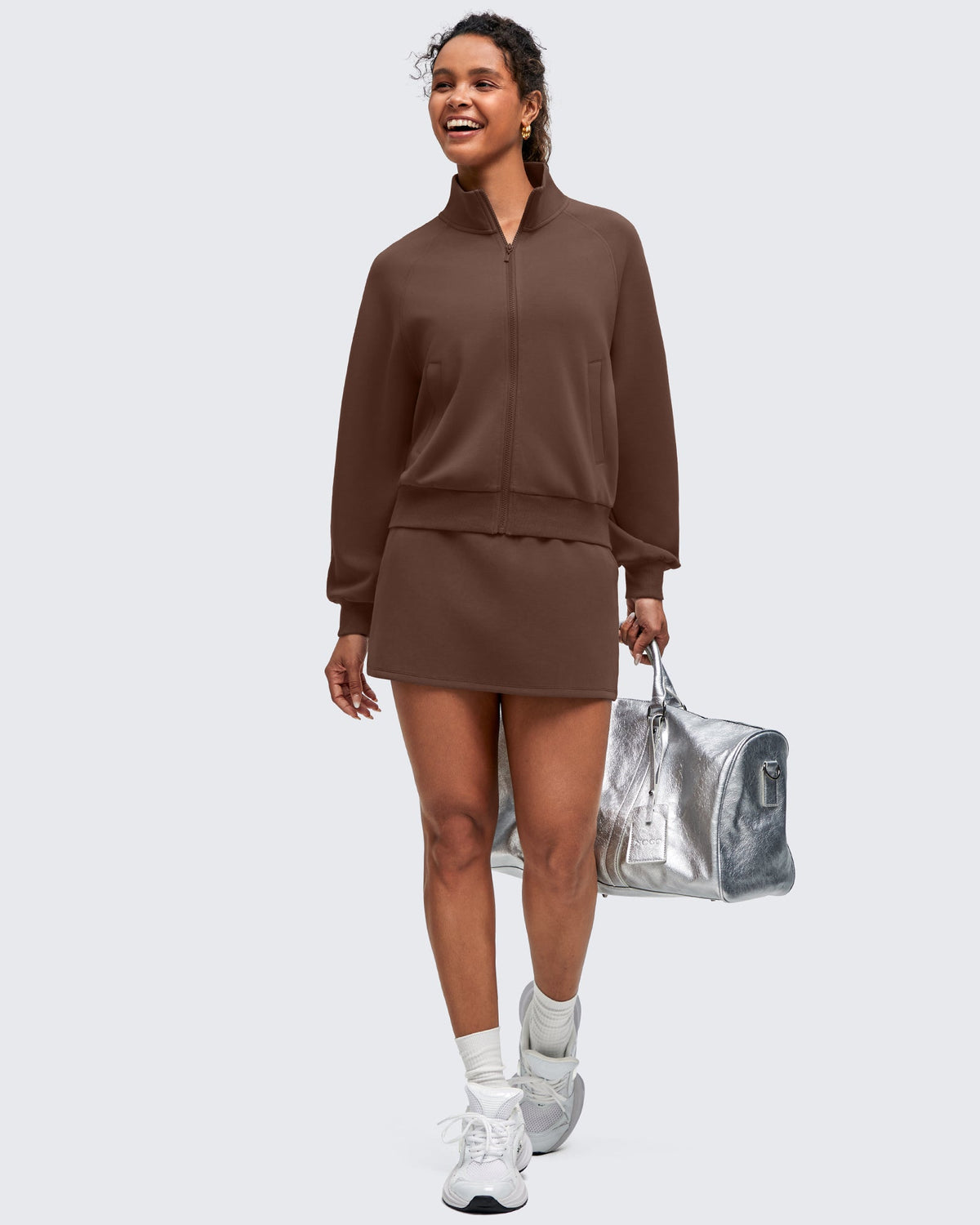Smoofit Mock Neck Zip Up Pockets Jackets