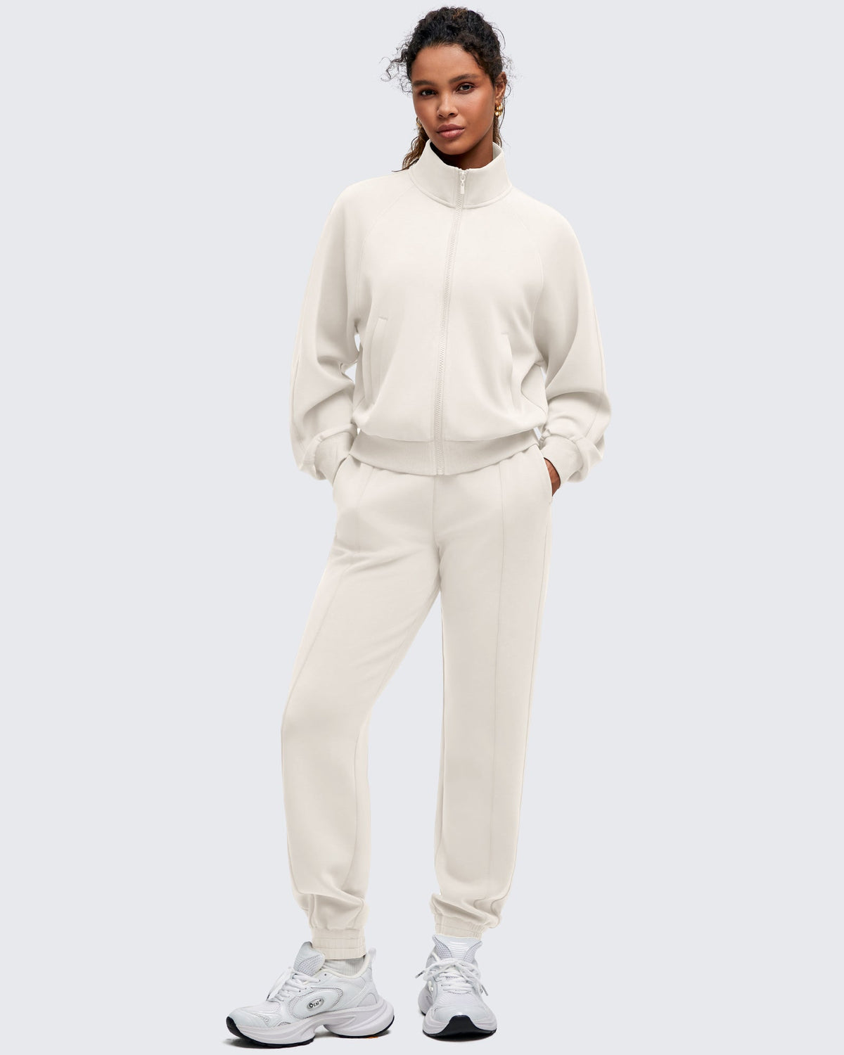 Smoofit Mock Neck Zip Up Pockets Jackets