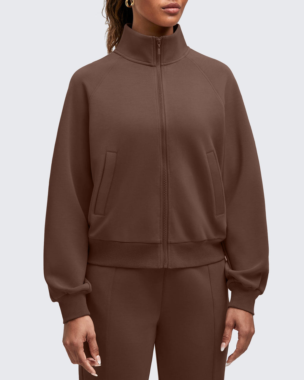 Smoofit Mock Neck Zip Up Pockets Jackets