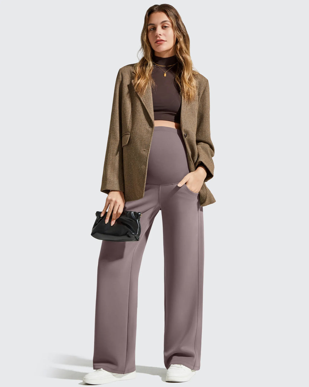 Smoofit Modal Elastic Waist Pockets Maternity Pants