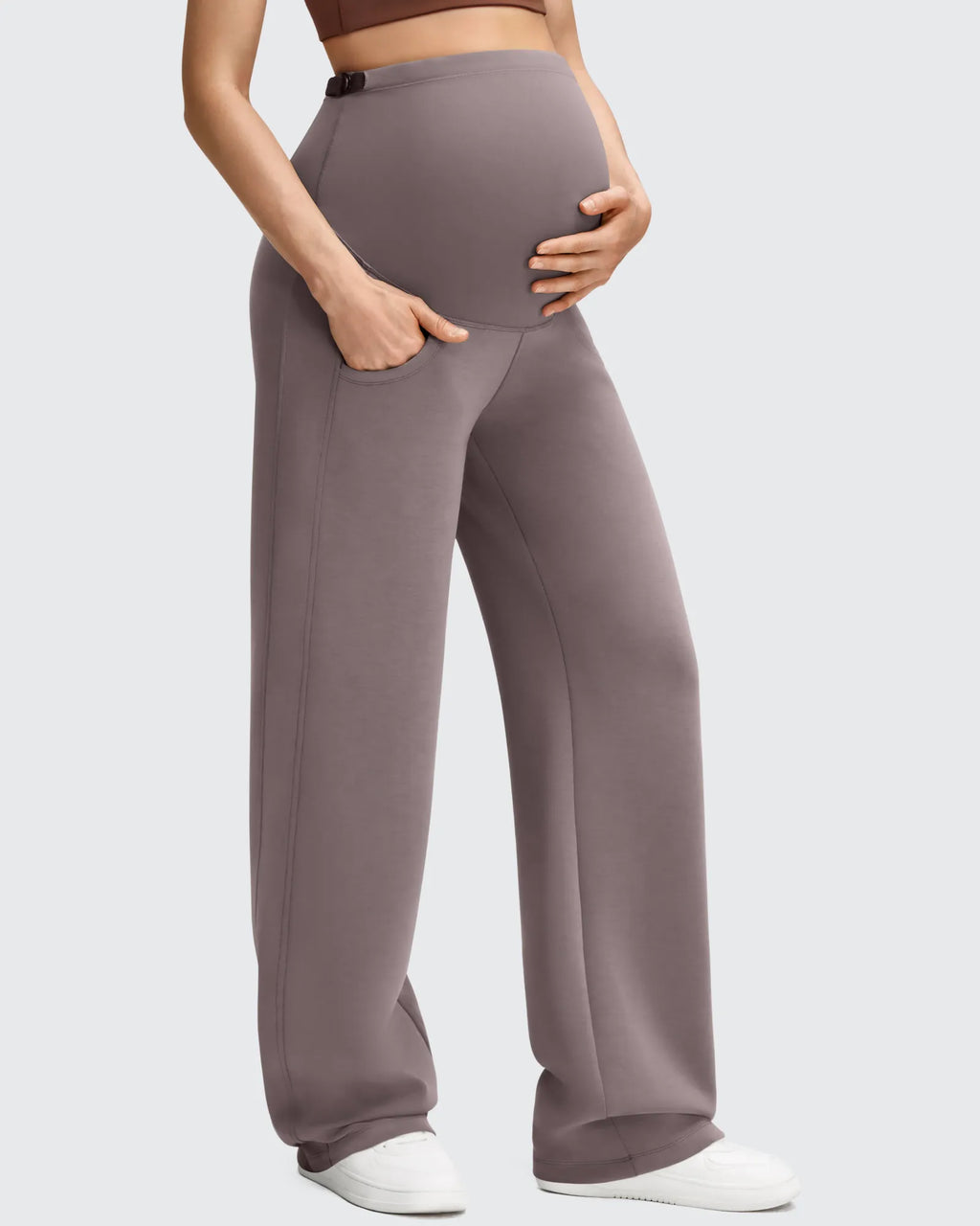 Smoofit Modal Elastic Waist Pockets Maternity Pants