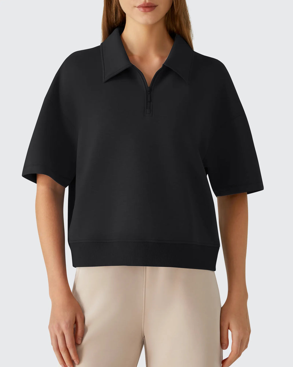 Smoofit Modal Soft Zip Up Polo Shirts Short Sleeve