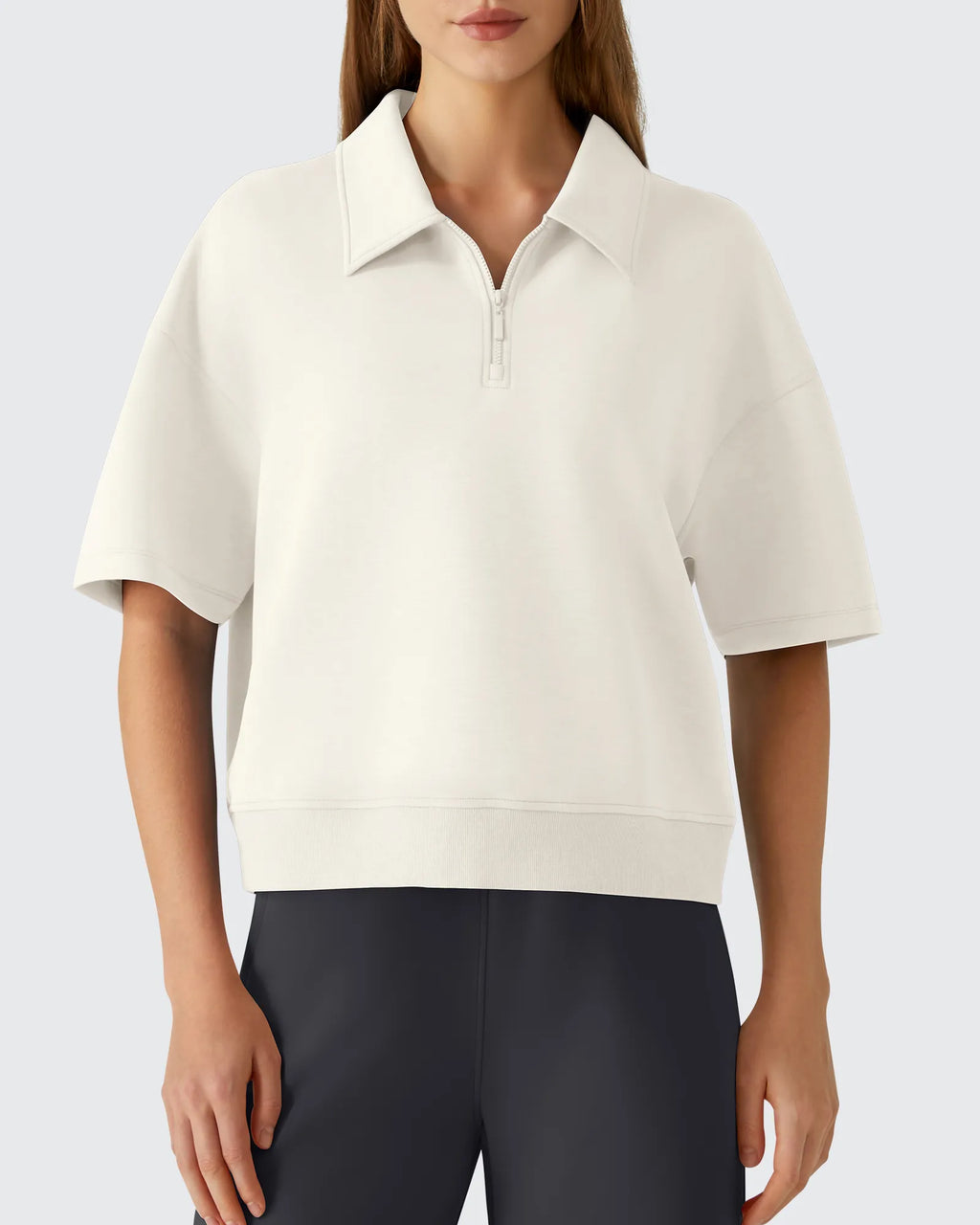 Smoofit Modal Soft Zip Up Polo Shirts Short Sleeve