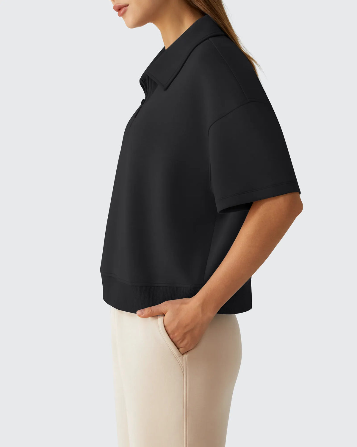 Smoofit Modal Soft Zip Up Polo Shirts Short Sleeve