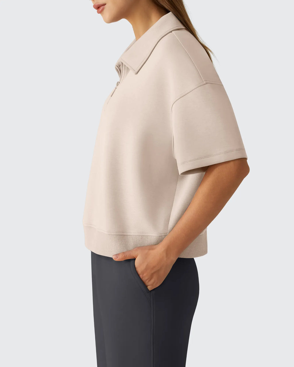 Smoofit Modal Soft Zip Up Polo Shirts Short Sleeve