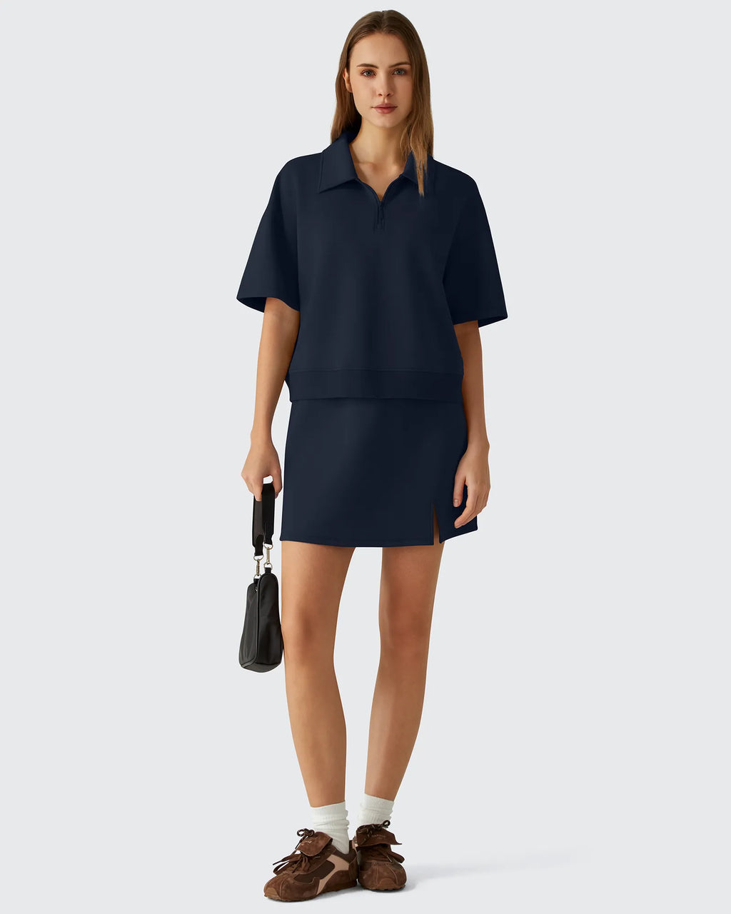 Smoofit Modal Soft Zip Up Polo Shirts Short Sleeve