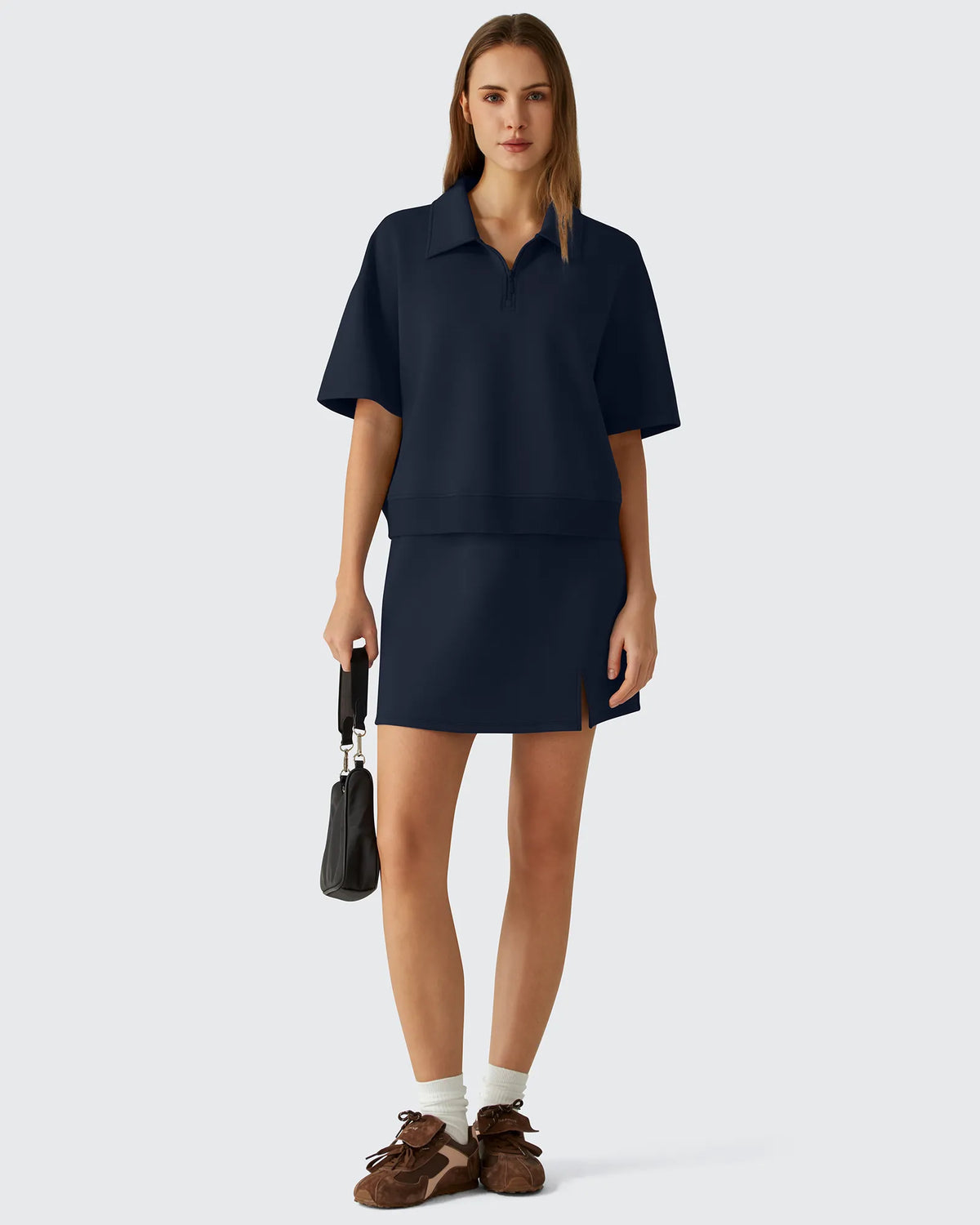Smoofit Modal Soft Zip Up Polo Shirts Short Sleeve