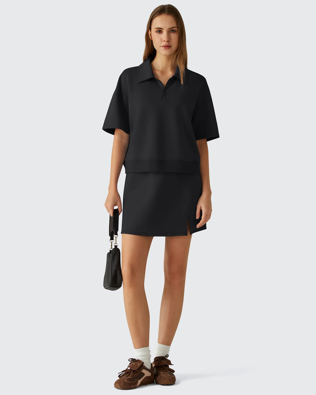 Smoofit Modal Soft Zip Up Polo Shirts Short Sleeve