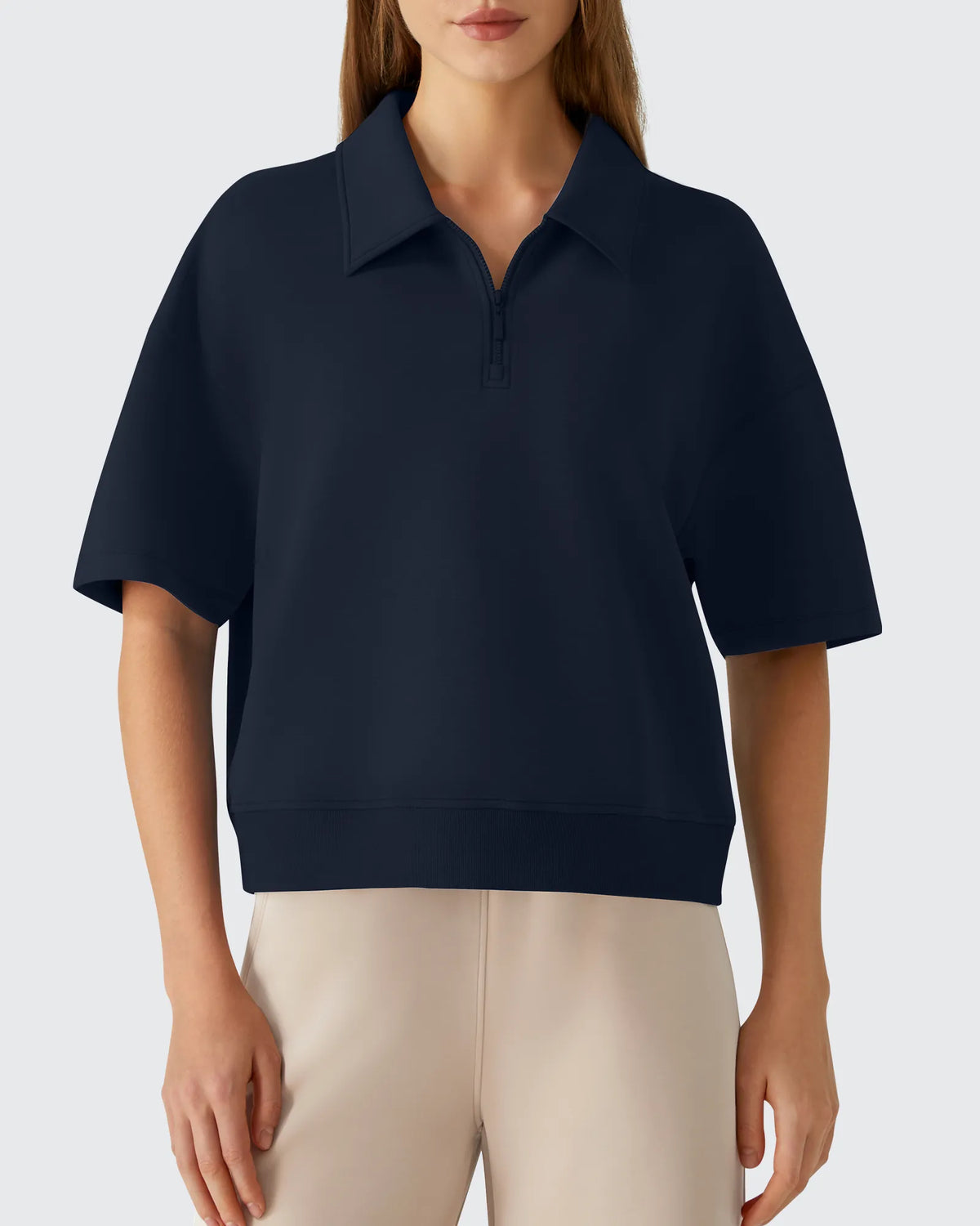 Smoofit Modal Soft Zip Up Polo Shirts Short Sleeve
