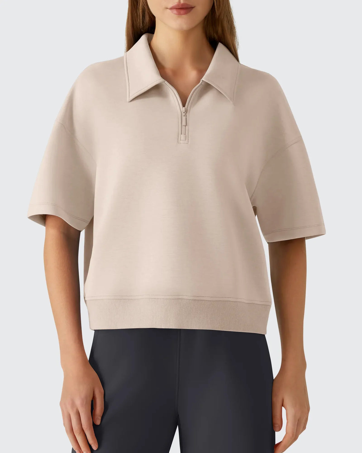 Smoofit Modal Soft Zip Up Polo Shirts Short Sleeve