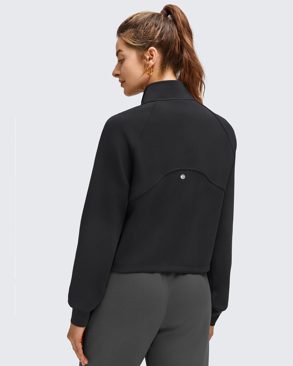 Smoofit Modal Zip Up Mock Neck Pockets Sweatshirts