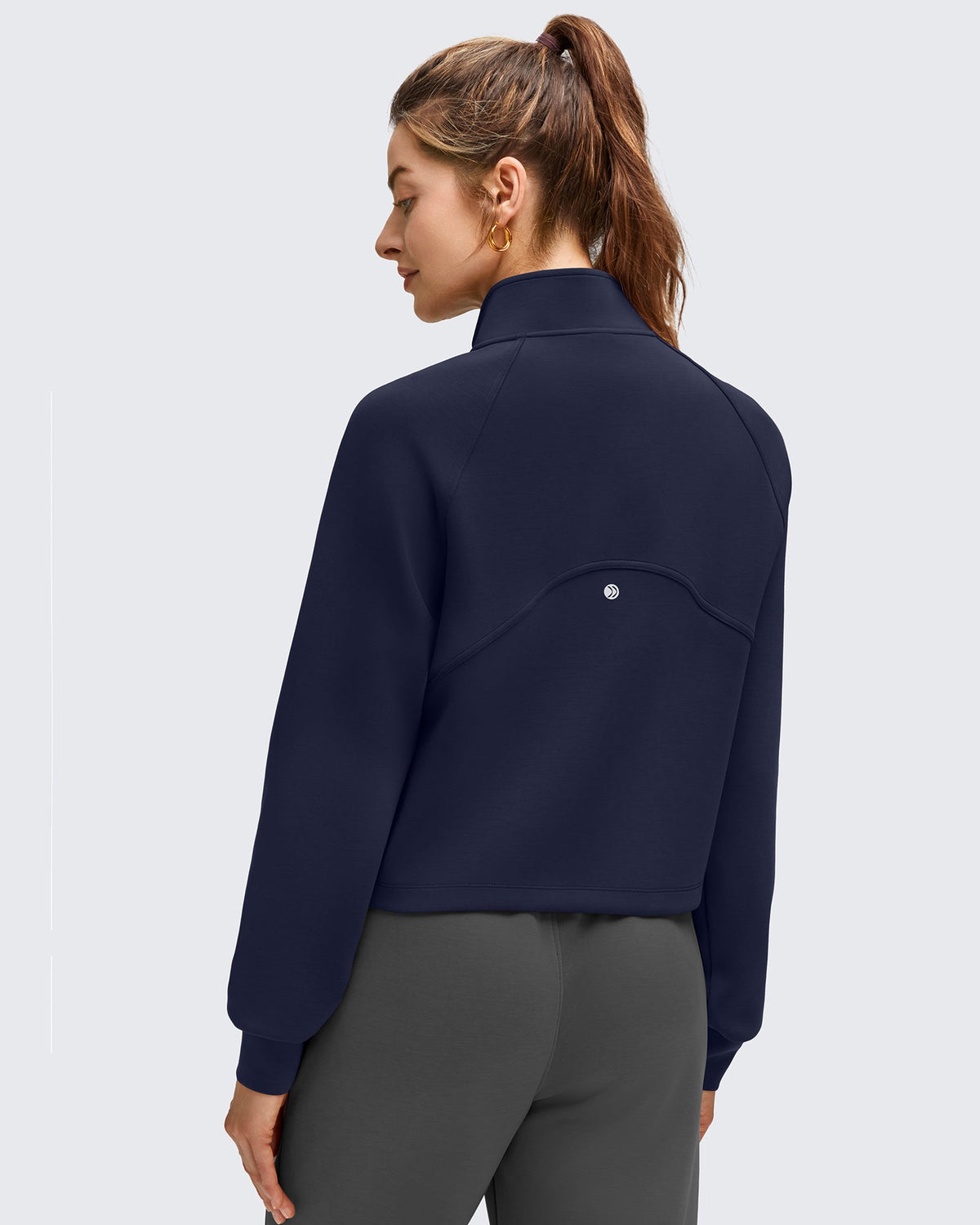 Smoofit Modal Zip Up Mock Neck Pockets Sweatshirts