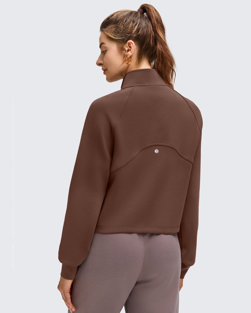 Smoofit Modal Zip Up Mock Neck Pockets Sweatshirts