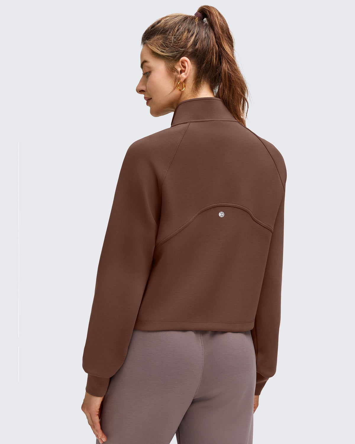 Smoofit Modal Zip Up Mock Neck Pockets Sweatshirts