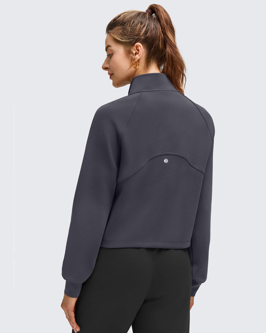Smoofit Modal Zip Up Mock Neck Pockets Sweatshirts