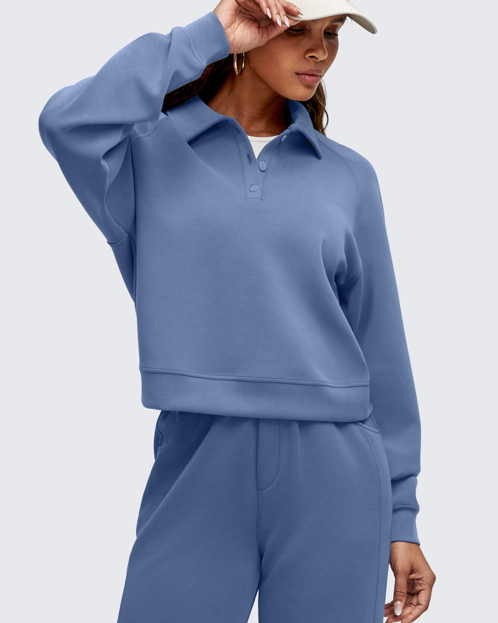 Smoofit Polo Pullover Button Up Sweatshirts