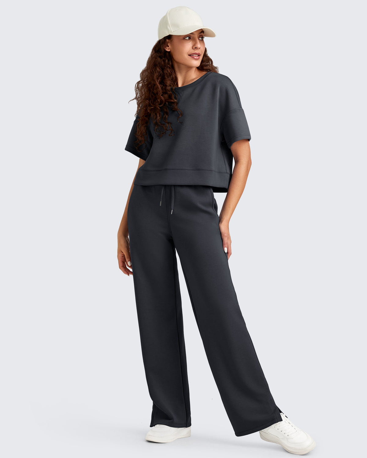 Smoofit Side Slit Drawstring Loose Sweatpants