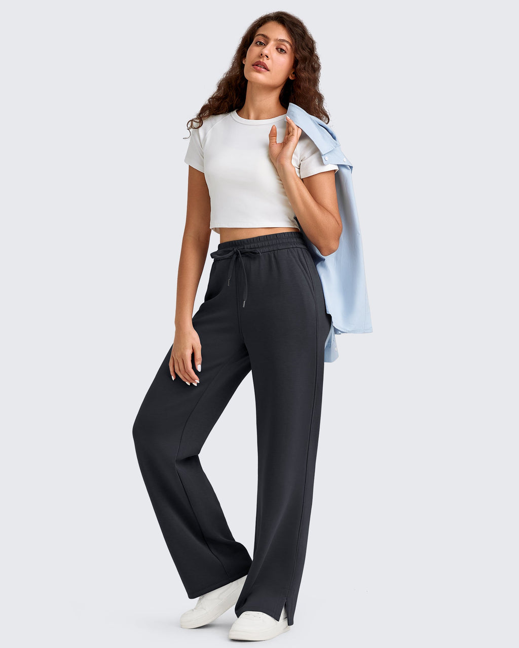 Smoofit Side Slit Drawstring Loose Sweatpants