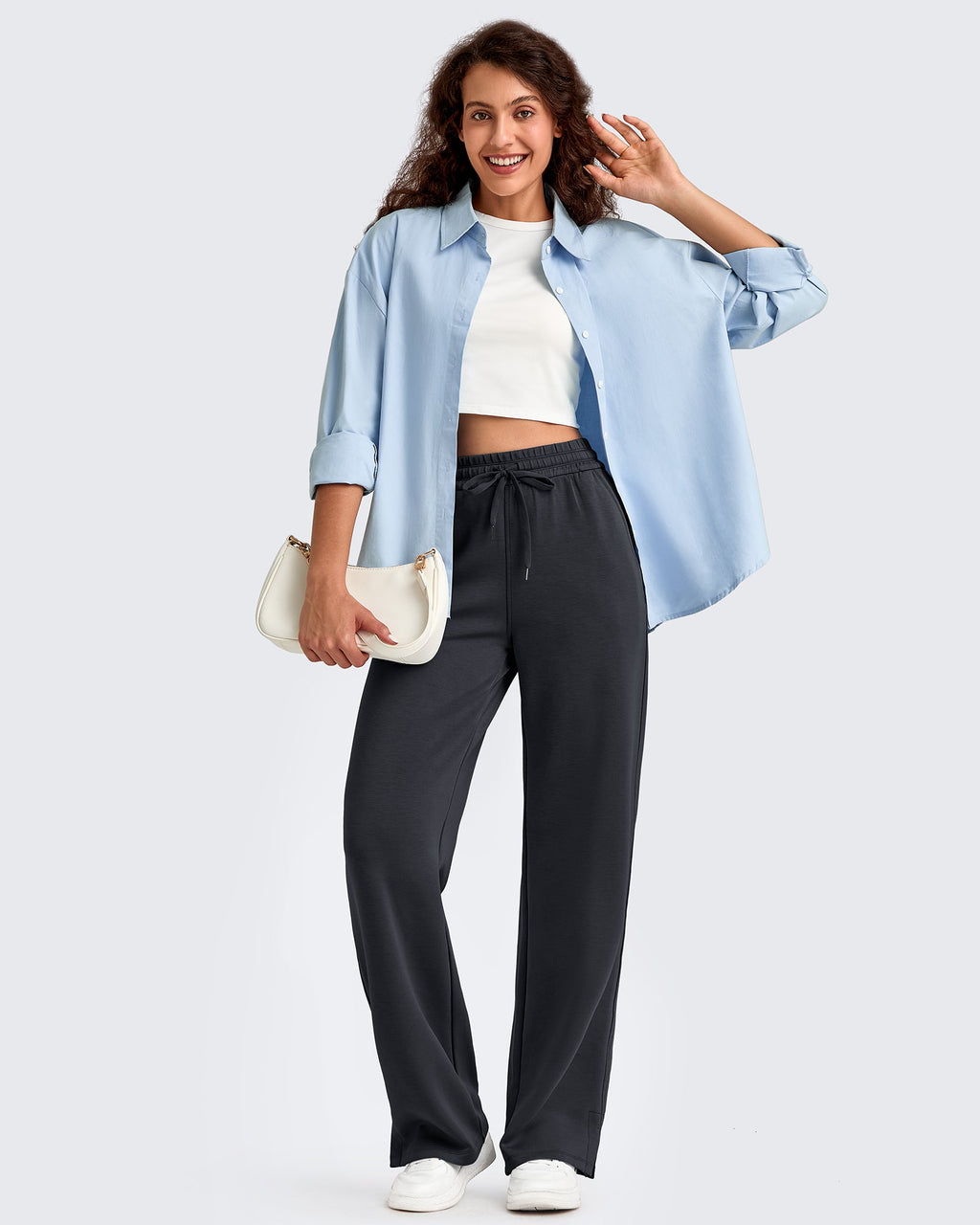 Smoofit Side Slit Drawstring Loose Sweatpants